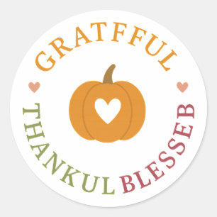 Dankbaar Gezegend Pompoen Thanksgiving Ronde Sticker