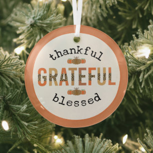 Dankbaar Gezegend Schattig Herfst Thanksgiving Glas Ornament