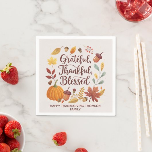 Dankbaar Gezegend Thanksgiving Herfst Servet (Insitu)