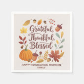 Dankbaar Gezegend Thanksgiving Herfst Servet (Voorkant)