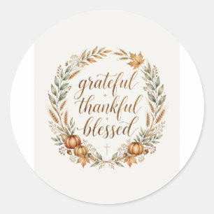 Dankbaar Gezegend Thanksgiving Krans T-shirt Ronde Sticker