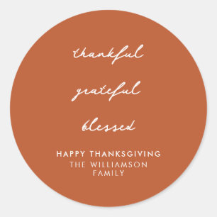 Dankbaar Gezegend Thanksgiving Oranje Ronde Sticker