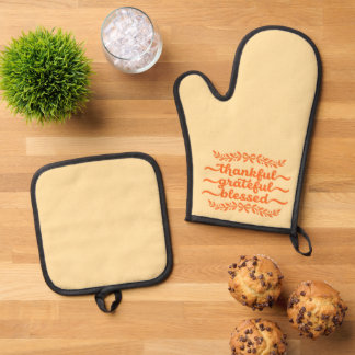 Dankbaar Gezegend Thanksgiving Ovenwant & Pannenlap Set