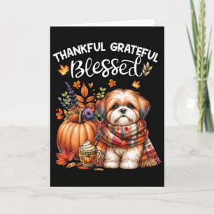 Dankbaar Gezegende Shih Tzu Hond Herfst Y'all  Kaart