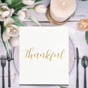 Dankbaar Gold Script Minimalistische Thanksgiving Servet