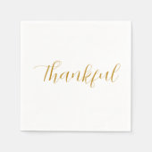 Dankbaar Gold Script Minimalistische Thanksgiving Servet (Voorkant)