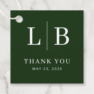 Dankbaar groene serif trouwgunstkaartje bedankjes labels