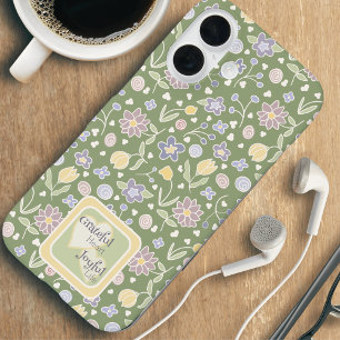 Dankbaar Hart Joyful Leven Bloemige Phonehoesje iPhone 16 Hoesje