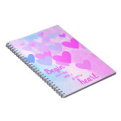 Dankbaar hart Roze Paarse Blauwe Dankbaarheidscita Notitieboek (Rechterzijde)