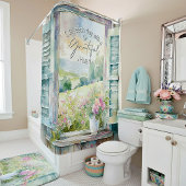 Dankbaar hart waterverf bloemenvenster douchegordijn