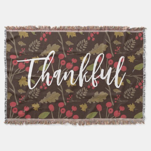 Dankbaar Herfst bladeren gebladerte op bruin Deken (Voorkant)