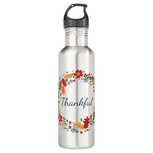 Dankbaar Herfst krans Mok Thanksgiving Gift Waterfles (Voorkant)