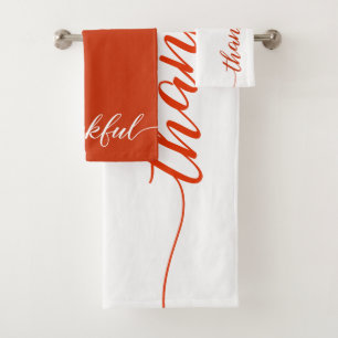 Dankbaar Herfst Sinaasappel Modern Script Badhandd Bad Handdoek