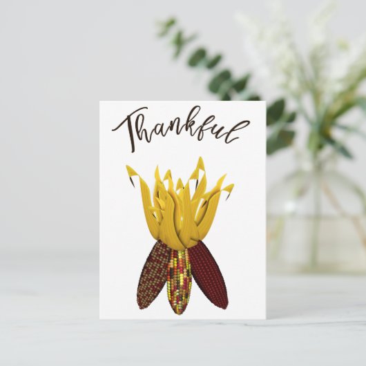 Dankbaar - Kleurrijke Herfst Mais Briefkaart (Staand voorkant)