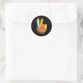 Dankbaar Leraar Grappig Thanksgiving Vrede Hand Si Ronde Sticker (Tas)