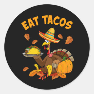 dankbaar mexicaans turkije eet tacos Thanksgiving Ronde Sticker