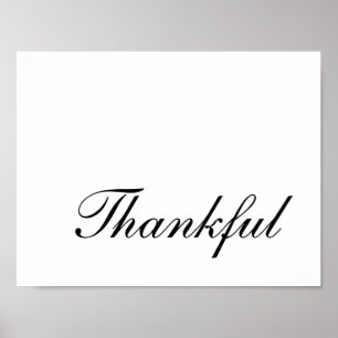 Dankbaar Minimalistisch Schrift Dankbaar Poster