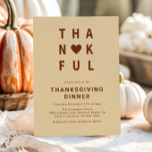 Dankbaar modern minimalistisch Thanksgiving diner Kaart