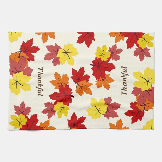 Dankbaar rood Sinaasappel geel Herfst esdoornblad Theedoek (Horizontaal)