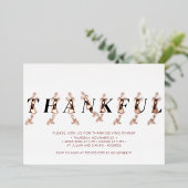 Dankbaar Roos Gold Fall bladeren Thanksgiving dine Folie Uitnodiging (Staand Voorkant)