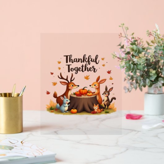 Dankbaar samen - Schattigee bosdieren Thanksgi Acryl Bord (Huwelijk)