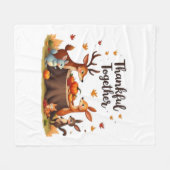Dankbaar samen - Schattigee bosdieren Thanksgi Fleece Deken (Voorkant (Horizontaal))