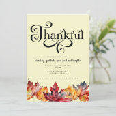 Dankbaar Schrift Waterverf bladeren Gele Mosterd Kaart (Staand voorkant)