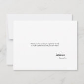 Dankbaar Script, Gepersonaliseerde Ballet zwarte f Bedankkaart (Achterkant)