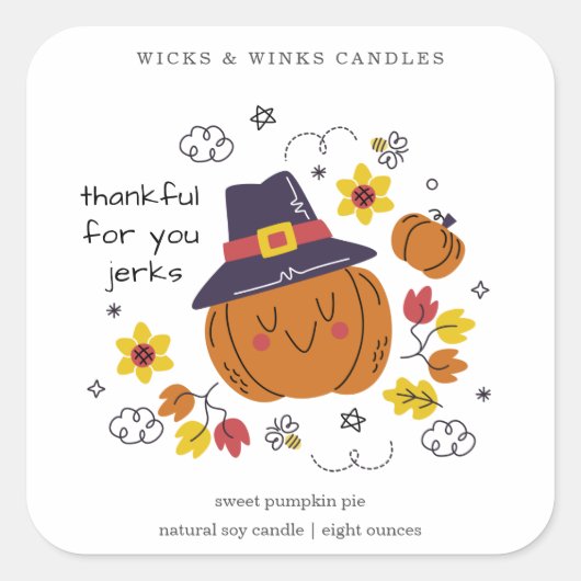 Dankbaar voor je Funny Thanksgiving Candle Label (Voorkant)