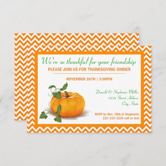 Dankbaar voor jullie Vriendschap - Uitnodiging voo (Voorkant / Achterkant)