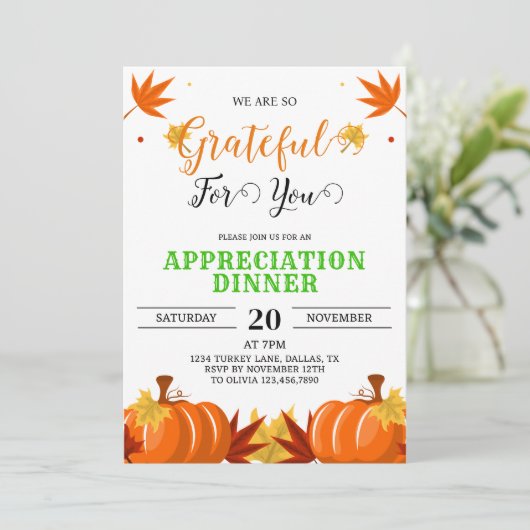 Dankbaar voor u Herfst appreciatie Thanksgiving Kaart (Staand voorkant)