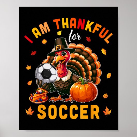 Dankbaar voor voetbal Thanksgiving Turkije Matchin Poster (Voorkant)