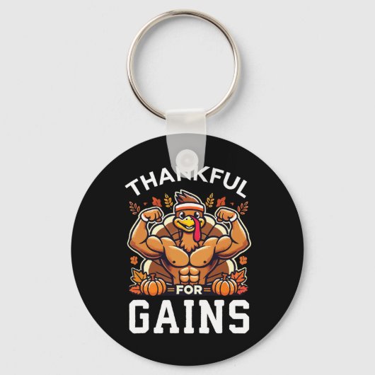 Dankbaar voor winsten - Thanksgiving Funny Gym Wor Sleutelhanger (Voorkant)