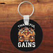 Dankbaar voor winsten - Thanksgiving Funny Gym Wor Sleutelhanger (Voorkant)