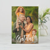 DANKBAAR | wenskaart voor Thanksgiving van het gez Feestdagenkaart (Staand voorkant)