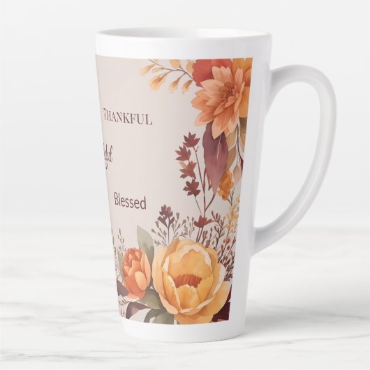 Dankbaar zalig gezegend Bloemen Thanksgiving Latte Mok (Rechts)