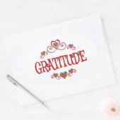 Dankbaarheid harten ovale sticker (Envelop)