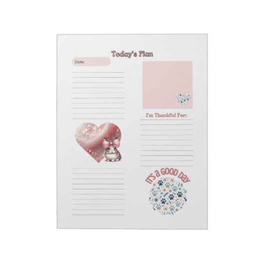Dankbaarheid Kinder Roze Bunny Paw Prints Notitieb Notitieblok (Gedraaid)