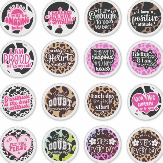 Dankbaarheid Positieve quotes & Inspirerend trendy Sticker (Voorkant)