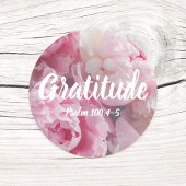 Dankbaarheid Psalm 100:4-5 Verse Elegante roze blo Ronde Sticker