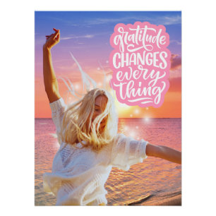 Dankbaarheid verandert alles Sunset Beach Poster Perfect Poster