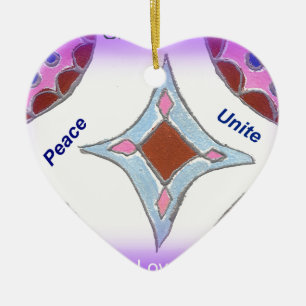 "Dankbaarheid Vrede Liefde Verenig" Mandala Art Pr Keramisch Ornament