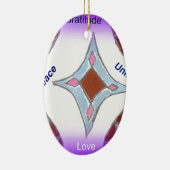 "Dankbaarheid Vrede Liefde Verenig" Mandala Art Pr Keramisch Ornament (Rechts)