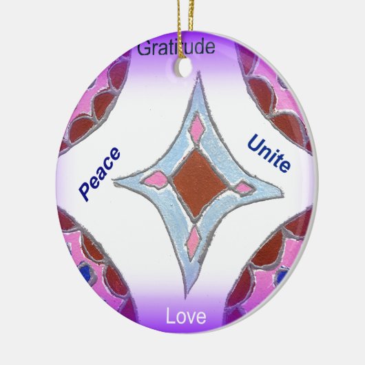 "Dankbaarheid Vrede Liefde Verenig" Mandala Art Pr Keramisch Ornament (Links)