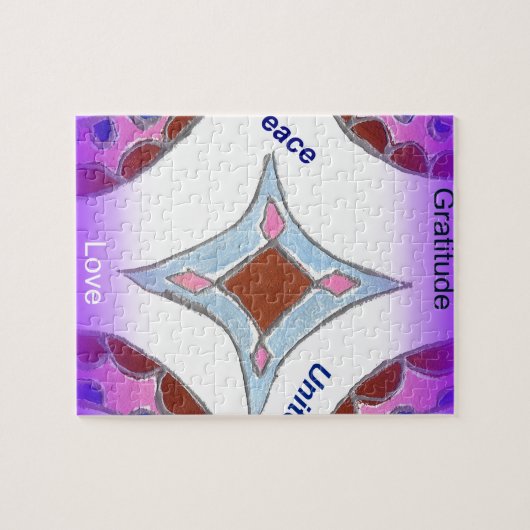 "Dankbaarheid Vrede Liefde Verenig" Mandala Art Pr Legpuzzel (Horizontaal)