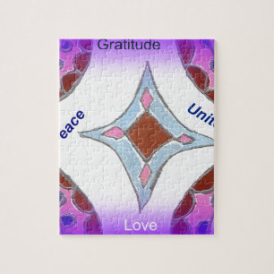 "Dankbaarheid Vrede Liefde Verenig" Mandala Art Pr Legpuzzel
