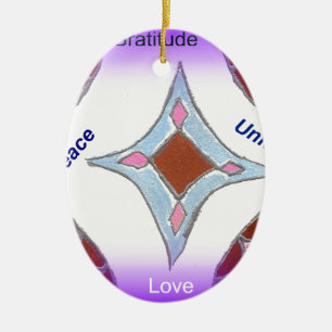 "Dankbaarheid Vrede Liefde Verenigen" Mandala Kuns Keramisch Ornament