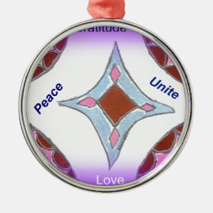 "Dankbaarheid Vrede Liefde Verenigen" Mandala Kuns Metalen Ornament