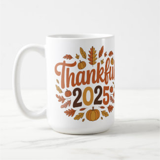 Dankbare 2025 Herfst Pompoen Thanksgiving Mok
