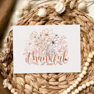 Dankbare Bloemige Boho Getekende Thanksgiving Kaar